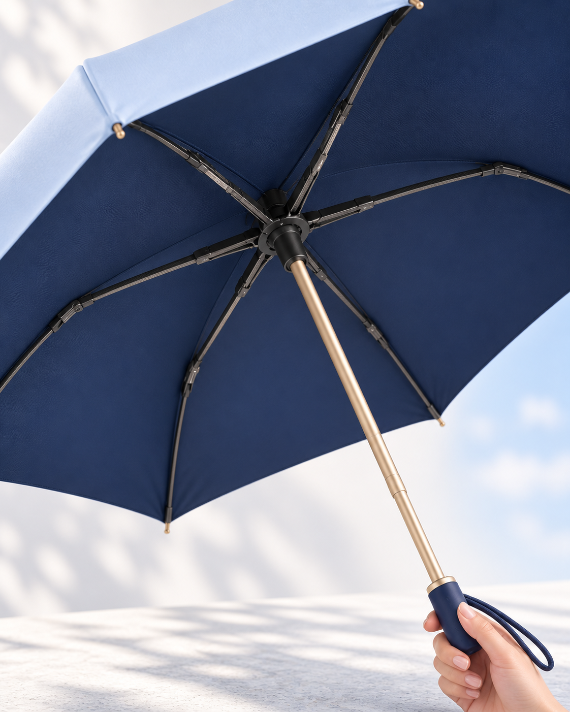 Uvenoria AirFold Feather – Six-Rib Lightweight Folding Sun Umbrella